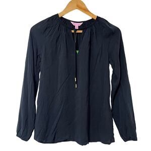 Lilly Pulitzer Lightweight Willa Top Size XS Black‎ Onyx Black Vacation Resort